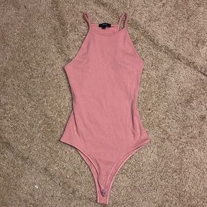 Pink high-neck tank top body suit